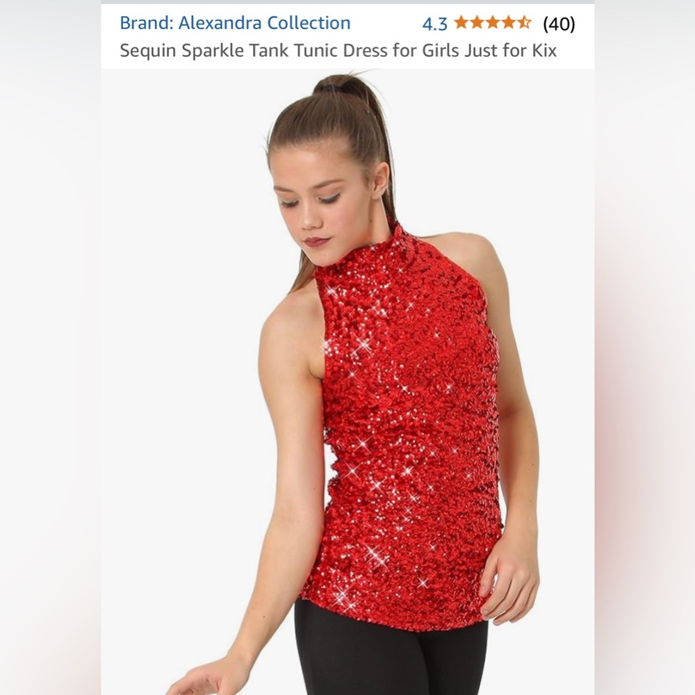 Alexandra collection red sequin girls tunic size Medium